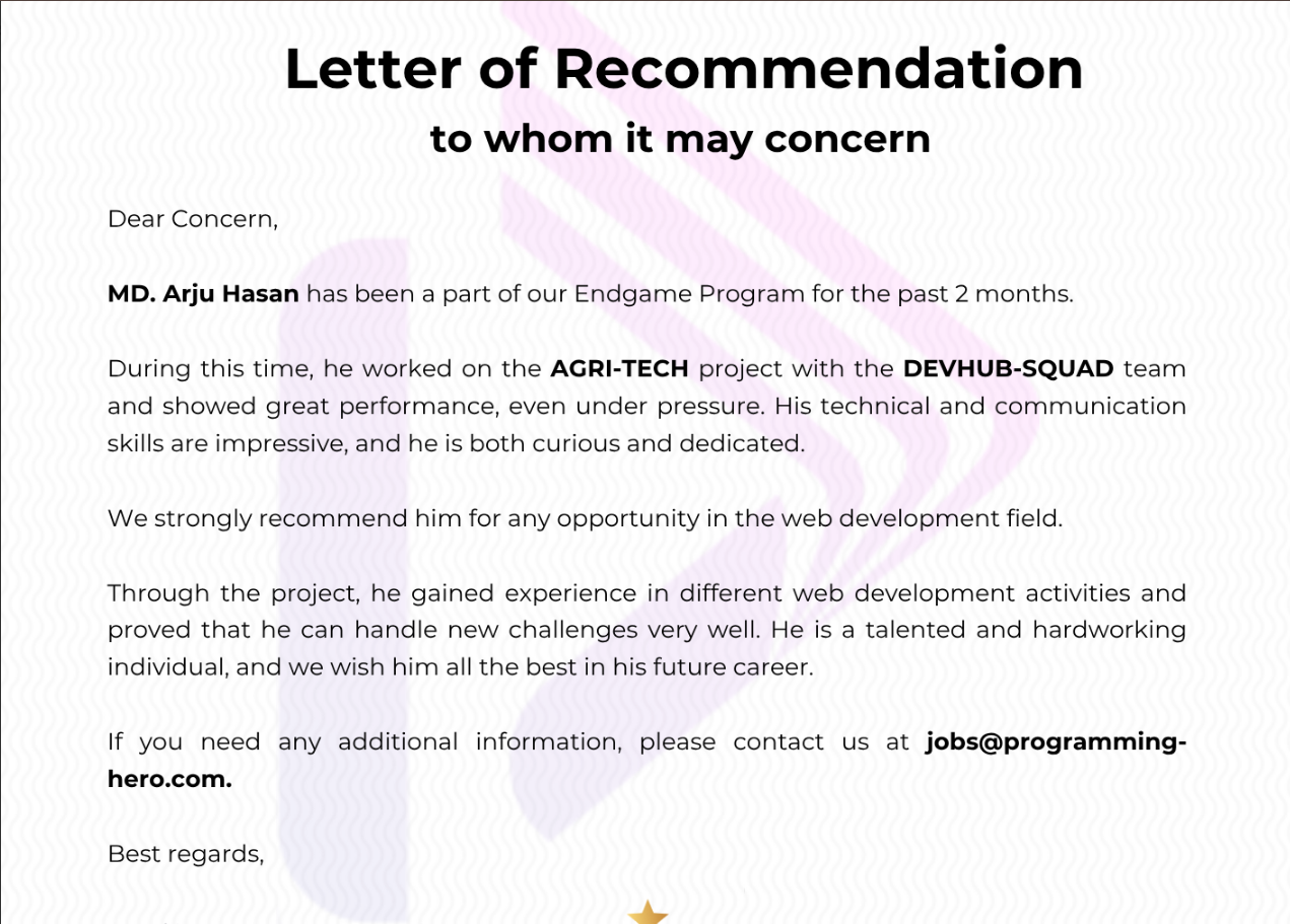 Letter of Recommendation